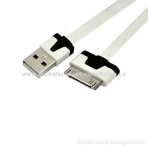 Flat Noodle 30-pin Dock USB Cable for iPhone4